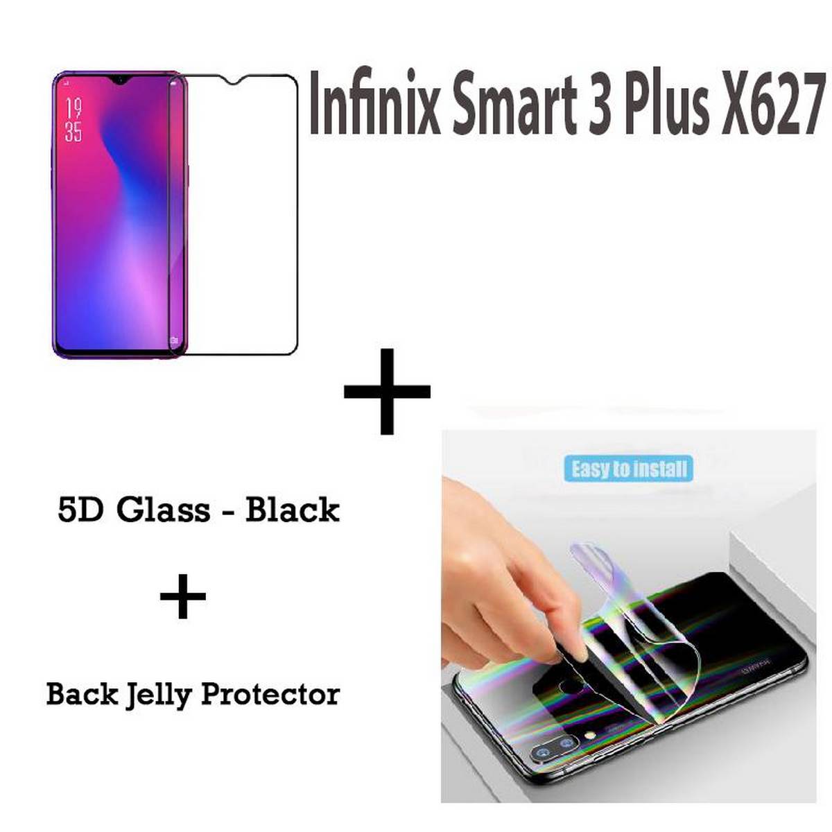 Infinix%20Smart%203%20Plus%20Protective%20Combo%20Deal:%209D%20Tempered%20Glass%20Screen%20Protector,%20Clear%20Jelly%20Back%20Skin%20Film%20-%20Image%202