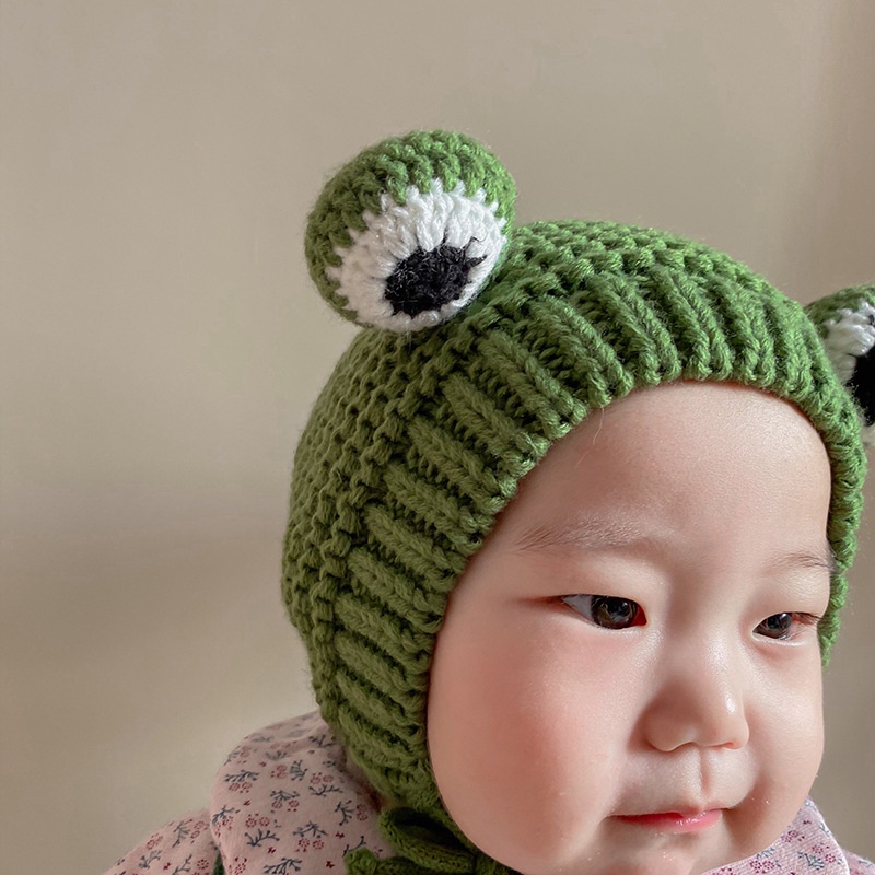 Mũ Len dệt kim hình ếch con xinh xắn (dành cho bé từ 6 - 36 tháng tuổi)