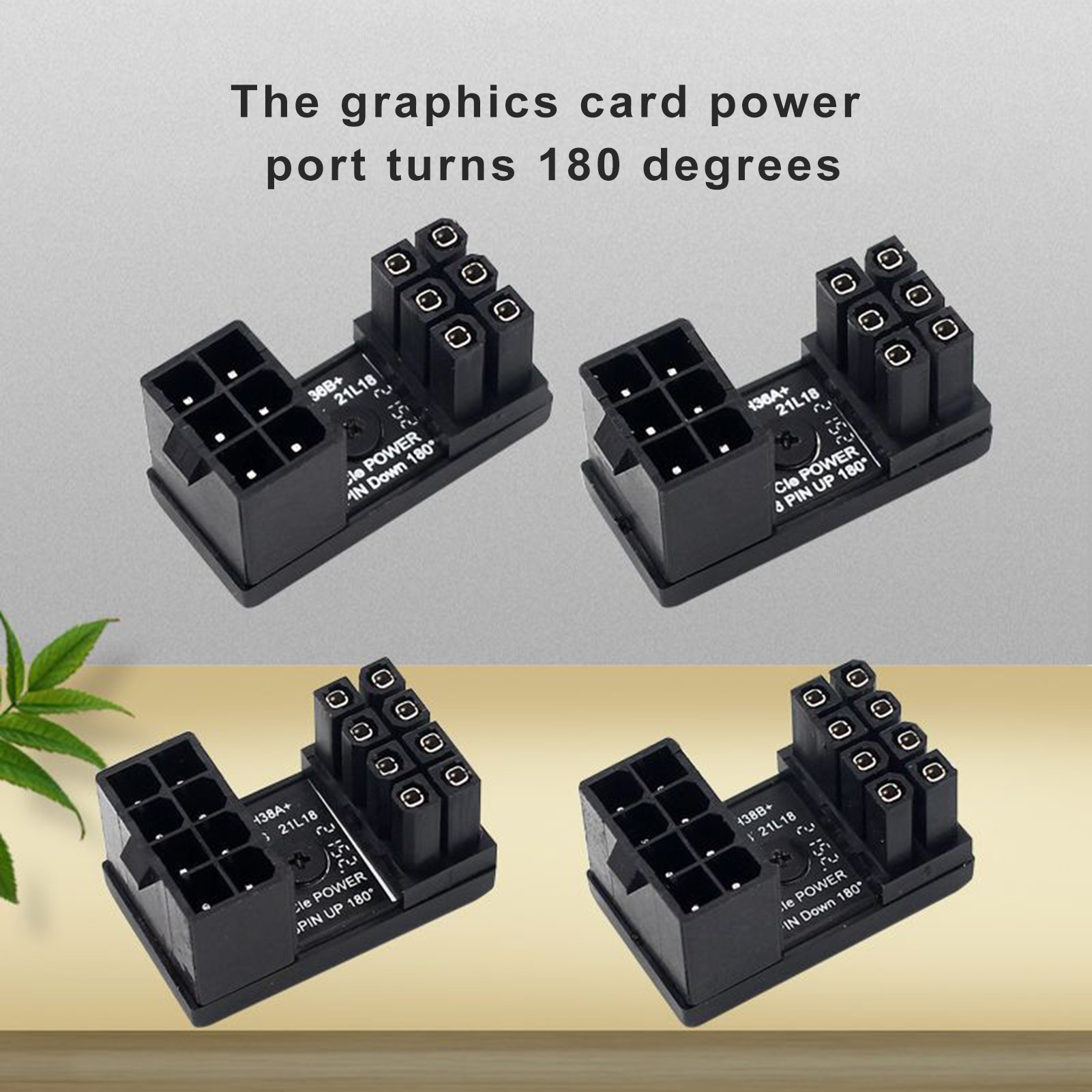 Pureone Gpu Vga Adapter Converter 8pin 6pin Power Cord Adapter for Desktop Graphics Cards 180-degree Angle Gpu Power Adapter for Desktop Graphics Card Enhance Performance with U-turn Connector Ideal