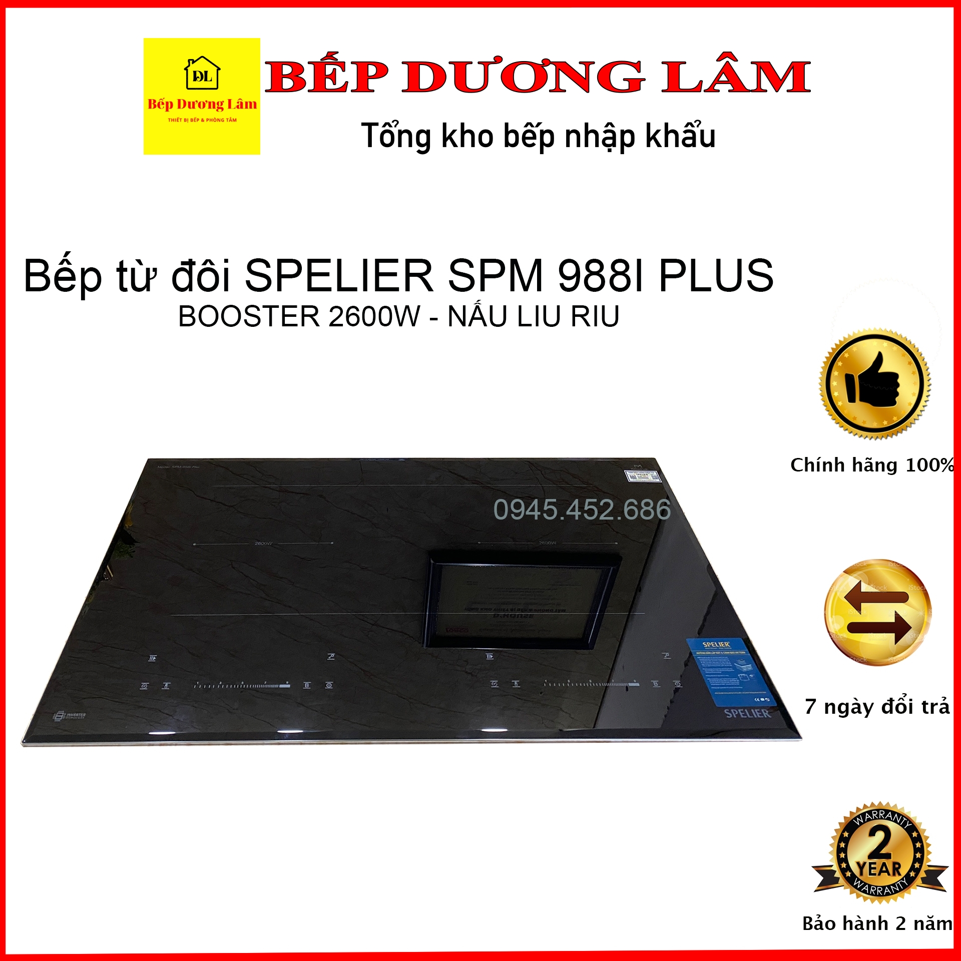 Bếp Từ Đôi Spelier SPM - 988I PLUS ( MADE IN MALAYSIA ) - Nấu Liu Riu - Vát Cạnh