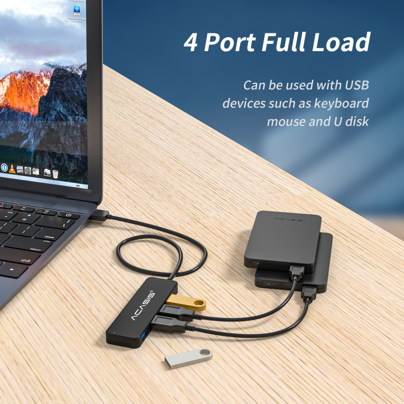 ACASIS 3.0 / 2.0 USB HUB 4 Port USB 3.0 Adapter with Power Supply Micro USB Multiple USB Splitter High Speed OTG Extension for Laptop MacBook PC Computer Accessories Adaptor USB 3.0 HUB
