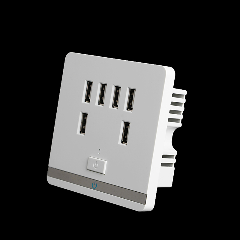 3.4A 6 cổng gắn tường USB ổ cắm sạc Ổ cắm điện ổ cắm bảng điều khiển dạng Tấm chuyển đổi