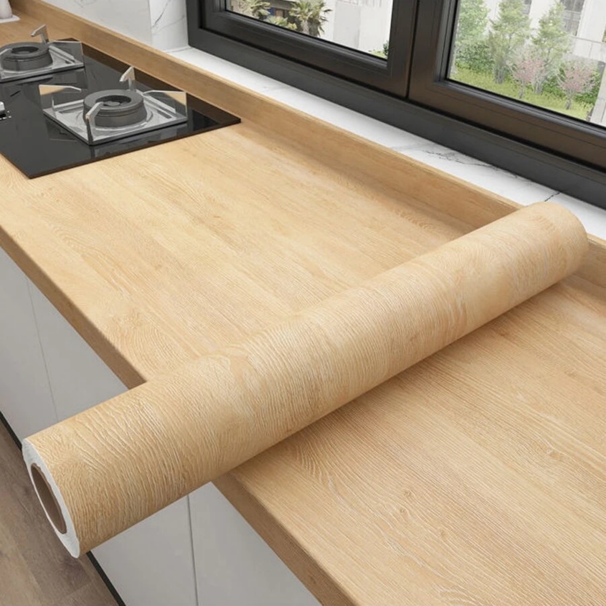 【Hot deal】 1 Roll Pvc Oil-proof Wood Grain Sticker Self-adhesive Wallpaper For Kitchen Countertop Cabinet Table Wall Renovation.