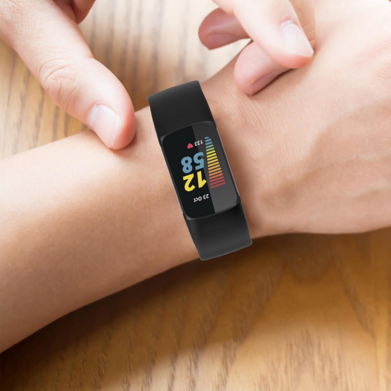 Dây đeo đồng hồ vòng đeo tay dây đeo cao su chính thức cùng một phong cách Phụ Kiện Vòng tay cho Sạc Fitbit 5/6