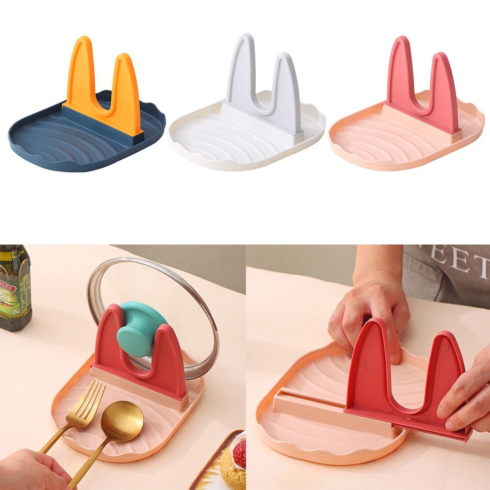KATHRYNSON Multifunction Cookware Drain Rack Cap Shelf Spoon Rest Stove Organizer Spatula Rack Pot Lid Shelf Foldable Pot Lid Holder