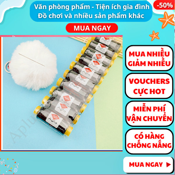 Combo 10 cuộn chỉ đen tặng kèm 10 cây kim , kim may đồ ,kim thêu tranh ,bộ kim thêu ,chỉ thêu ,chỉ màu ,chỉ may quần áo ,chỉ may đồ ,kim may quần áo ,kim thêu tranh chữ thập , Aplusmart