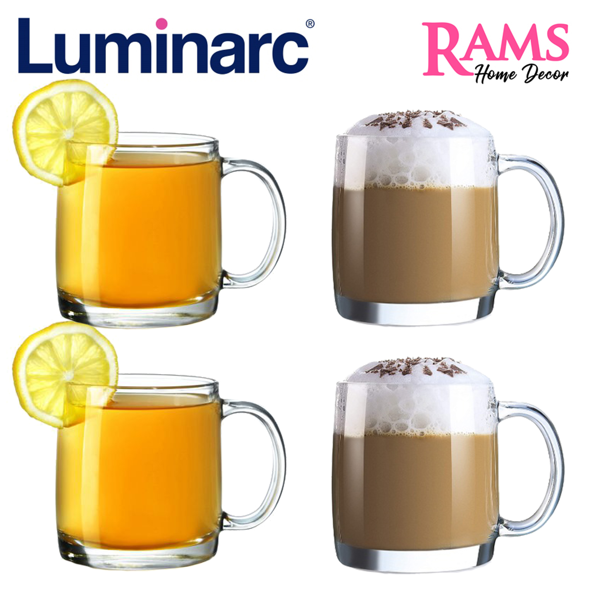 Luminarc Nordik Clear Glass Coffee Mug, 380 ml Jumbo Cup