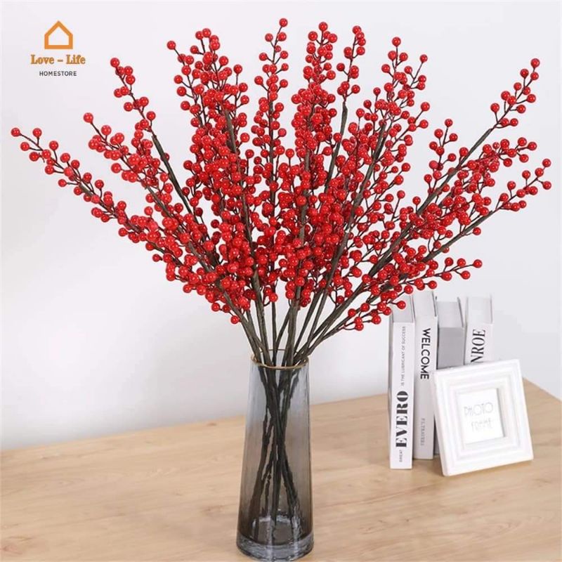 CÀNH ĐÀO ĐÔNG CAO CẤP DÀI 100CM 12 NHÁNH QUẢ
