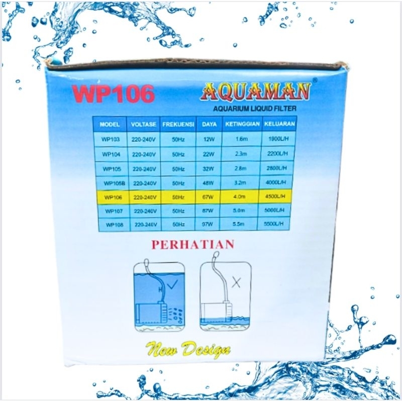 AQUAMAN WP 106 Pompa kolam aquarium air mancur Submersible Pump