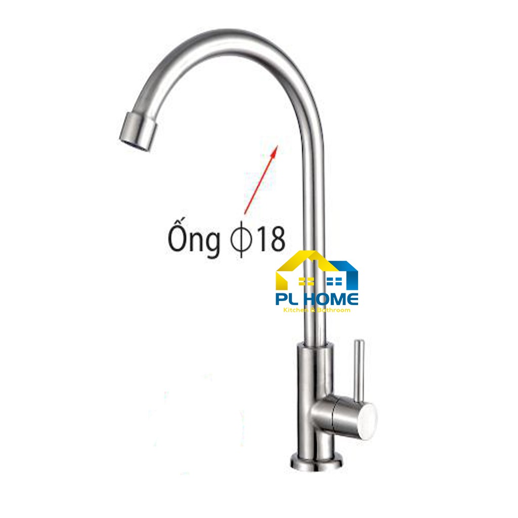 Vòi Rửa Chén Bát Lạnh Inox 304 Phi 18
