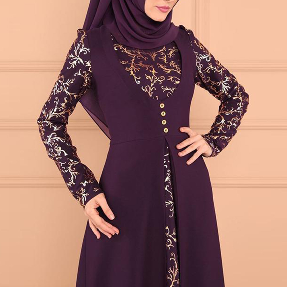 Party Elegant Muslim Women Long Sleeve Kaftan Maxi Dress without Hijab For Ladies enchantment Dresses Hot. 