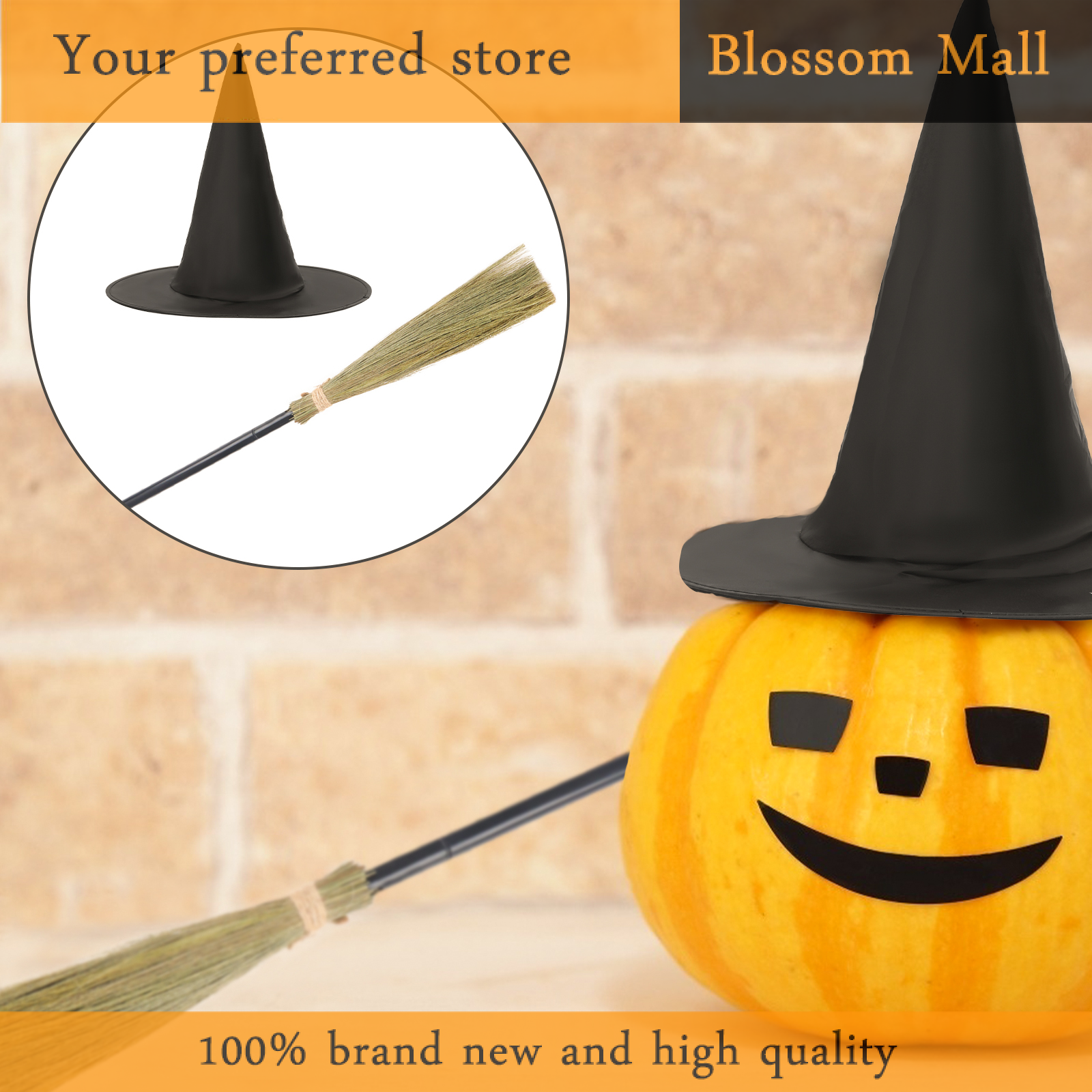 Halloween Witch Broom Plastic Witch Broomstick Broom Props Witch Broom