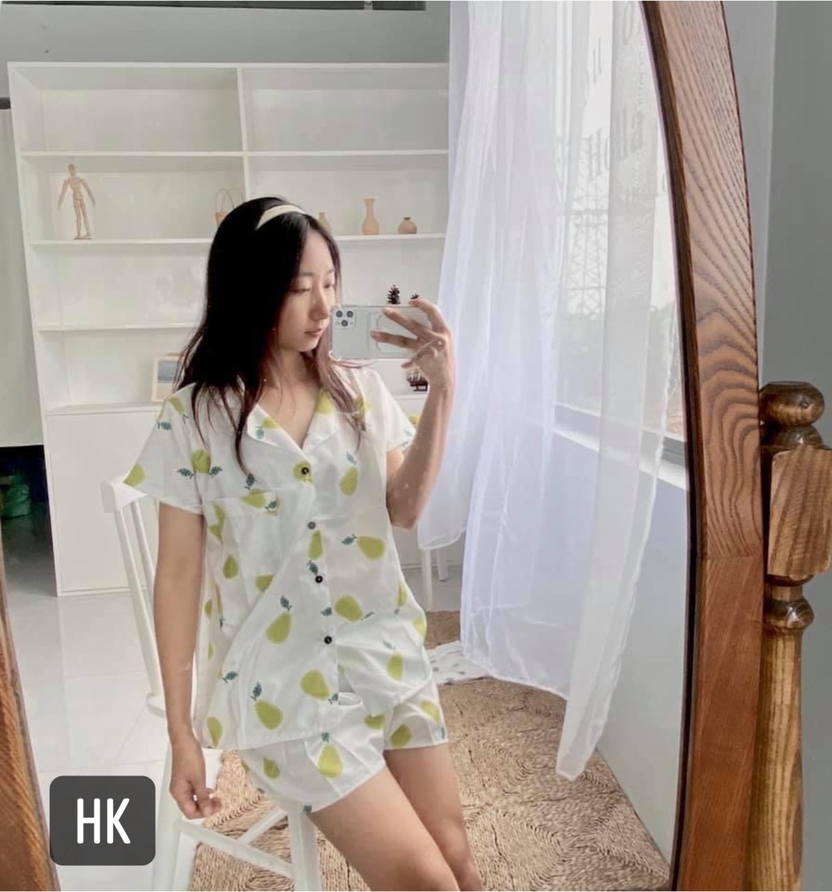 Bộ đồ ngủ nữ cộc tay, bộ pijama lụa xinh xắn