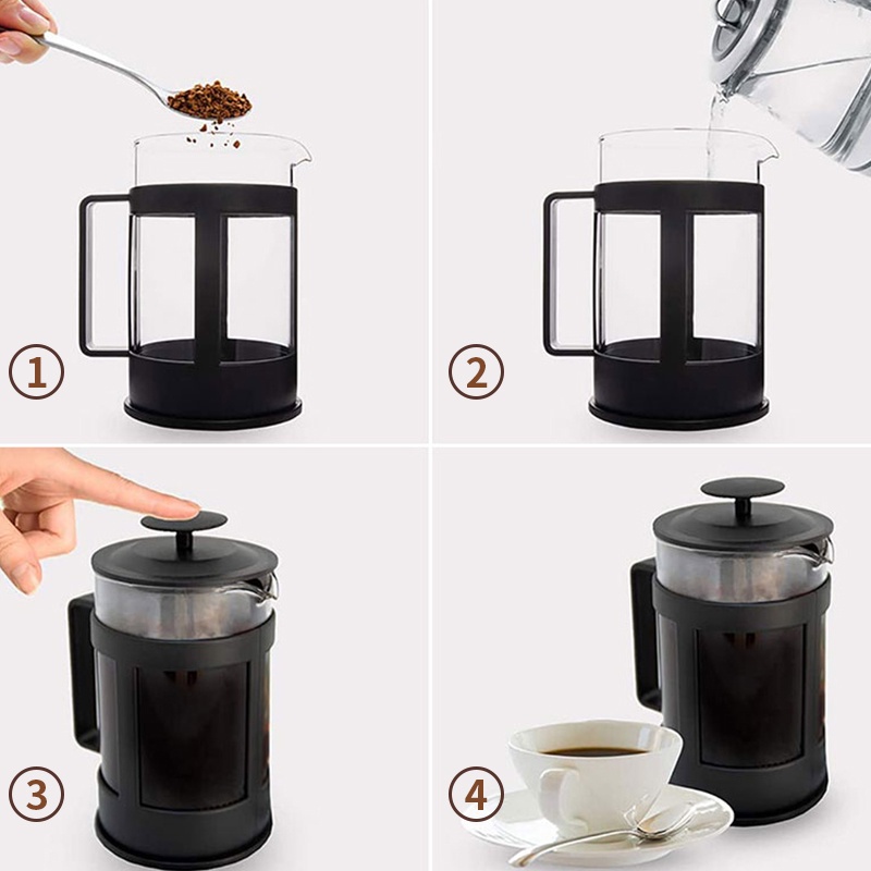 [Vận chuyển miễn phí]Bình pha cafe kiểu Pháp Bình pha cà phê French Press 350ml / 600ml / 800ml /1000ml Bình pha cà phê tiêu chuẩn Pháp，Thân thủy tinh Thiết kế tinh gọn, hiện đại