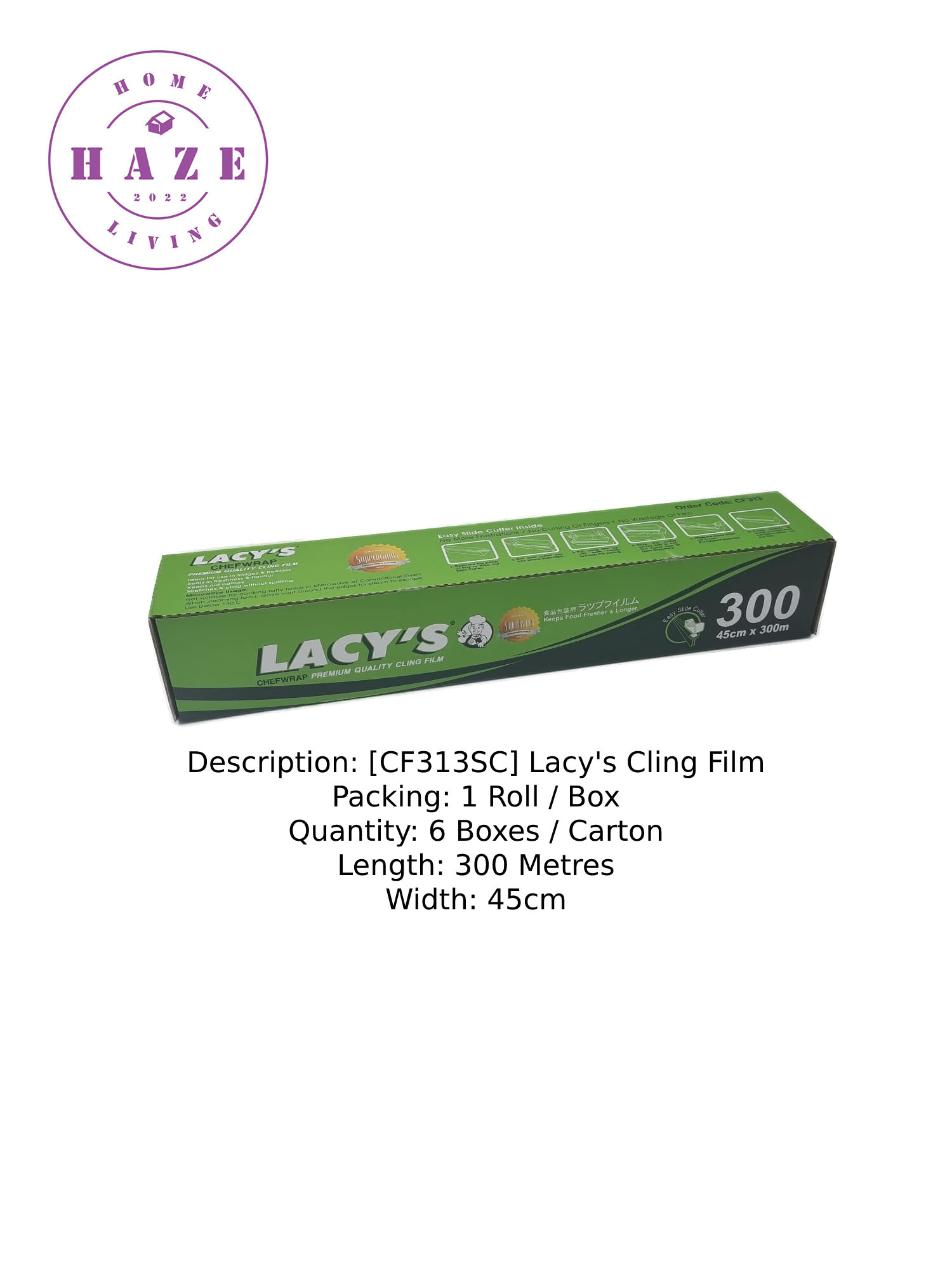 😍 SG Ready Stocks Lacy's Cling Wrap w Slide Cutter Chef Wrap