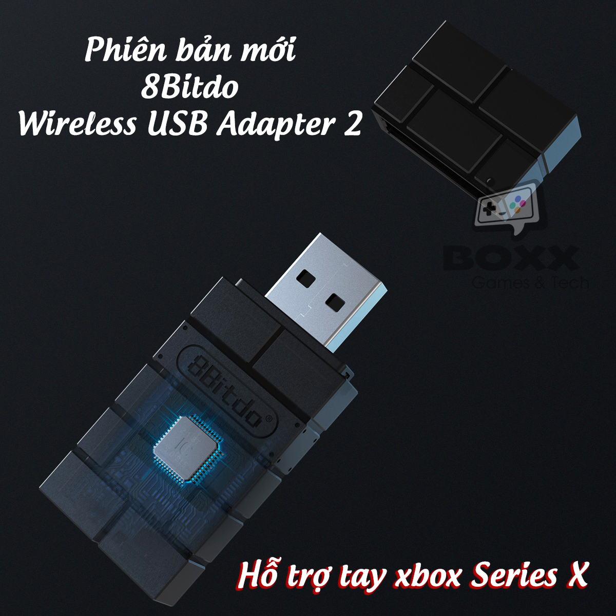 8BitDo USB Wireless Adapter 2 - Dùng cho Nintendo Switch, Windows, Mac, Xbox, PS4