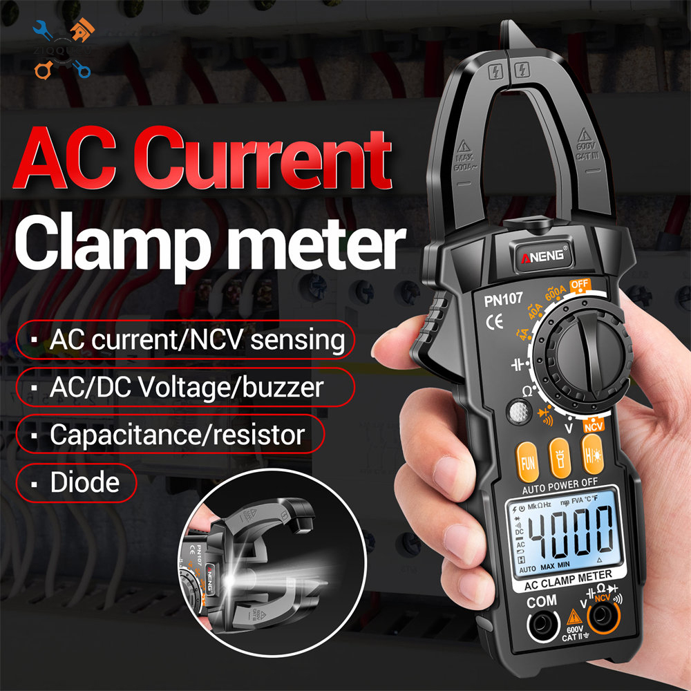 Ziqqucu ANENG Clamp Meter Multimeter Tester Auto Ranging TRMS 4000 Counts AC DC Current Voltage Ohm Volt Amp Meter Electrical Tools