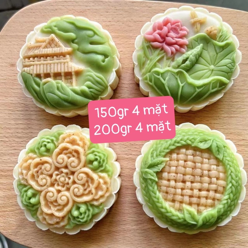 Khuôn trung thu hoa tròn 4 mặt 150gr