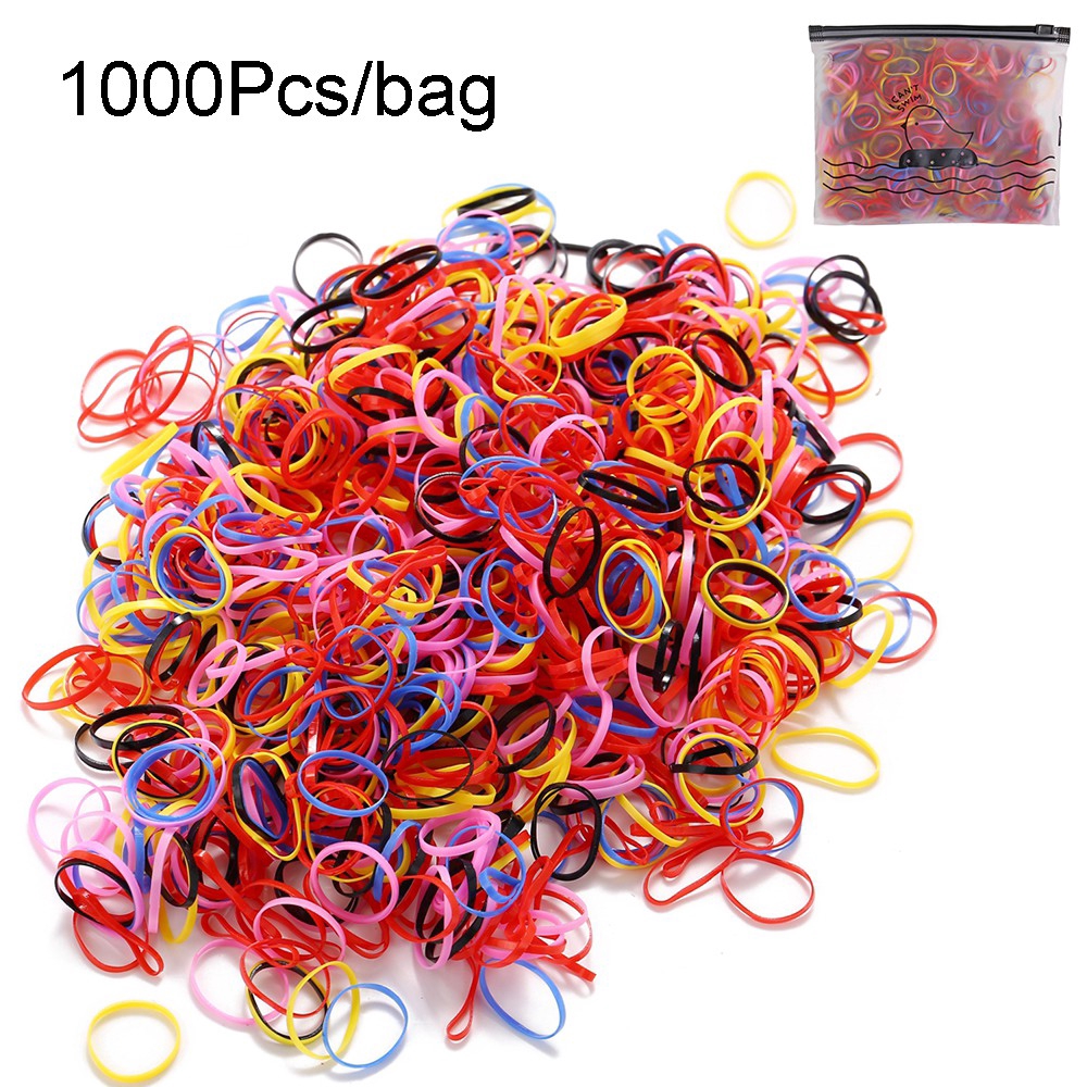 Set 1000 dây thun cột tóc mini nhiều màu kèm túi zip dễ thương