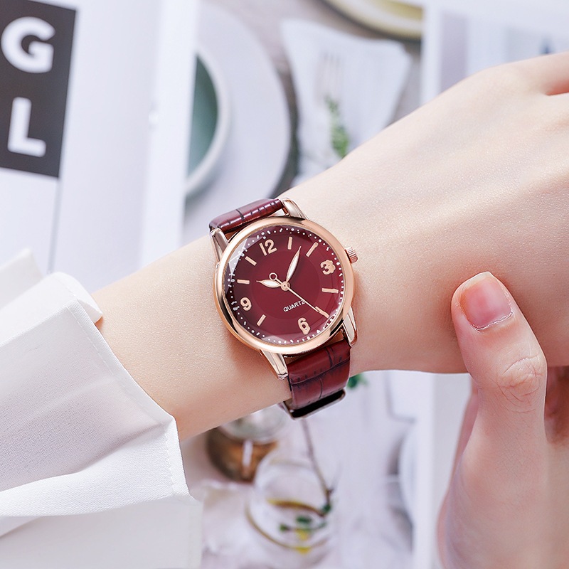 Đồng Hồ Nữ Dây Da QUARTZ Tròn Size 34mm Cực Xinh
