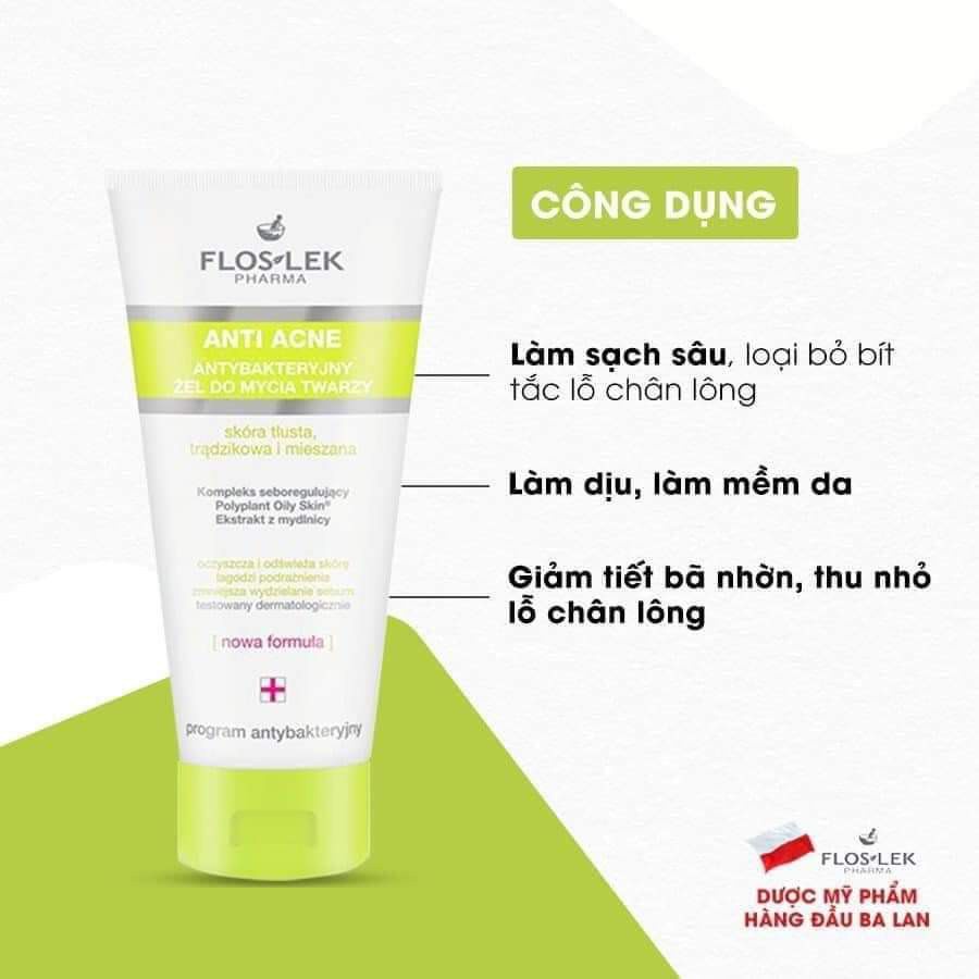 Sữa Rửa Mặt Kiềm Dầu Flos-lek Anti Acne BaLan