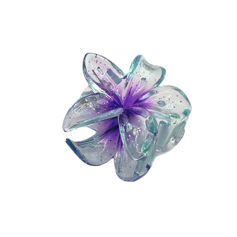 COCOJEWELRY Cross-Border Amazon 4cm Blue Transparent Glitter Egg Flower Hair Clip Back of Head Disk Hair Catch Shark Clip Hair Accessories