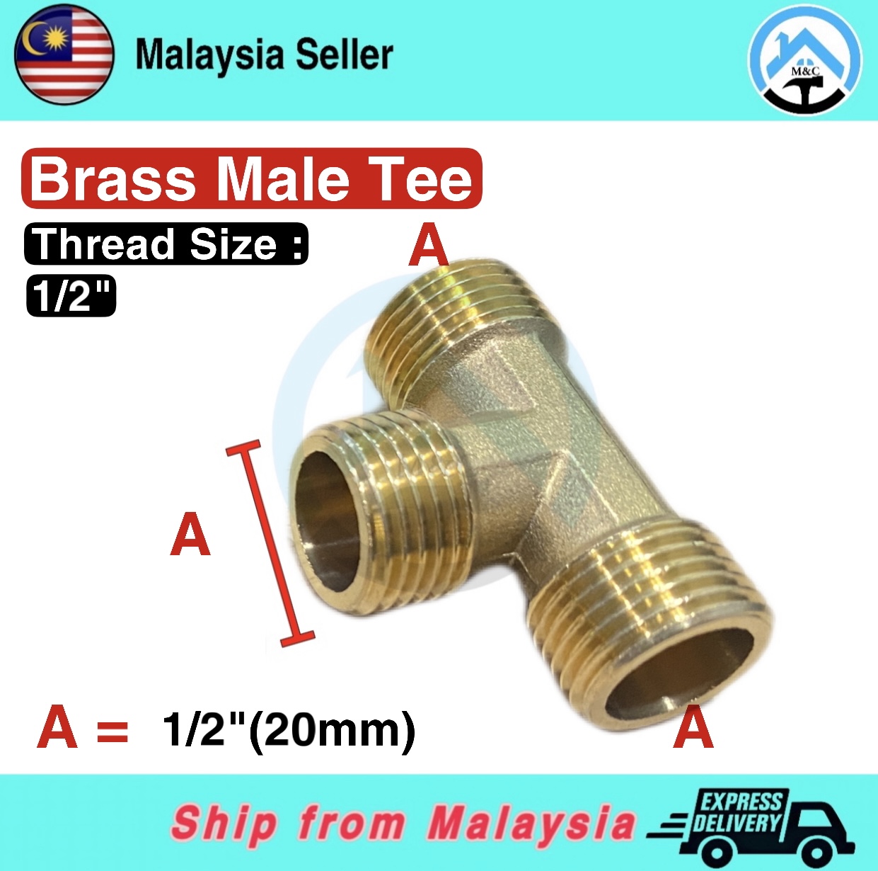 Brass Fitting Male Tee Thread 1/8",1/4",3/8",1/2" Brass Tee Join, Air