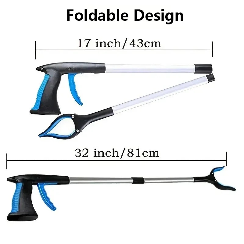 Foldable Gripper Extender Hand Tools Litter Reachers Pickers Collapsible Garbage Grabber Pick Up Tools Broom and Dustpan Set