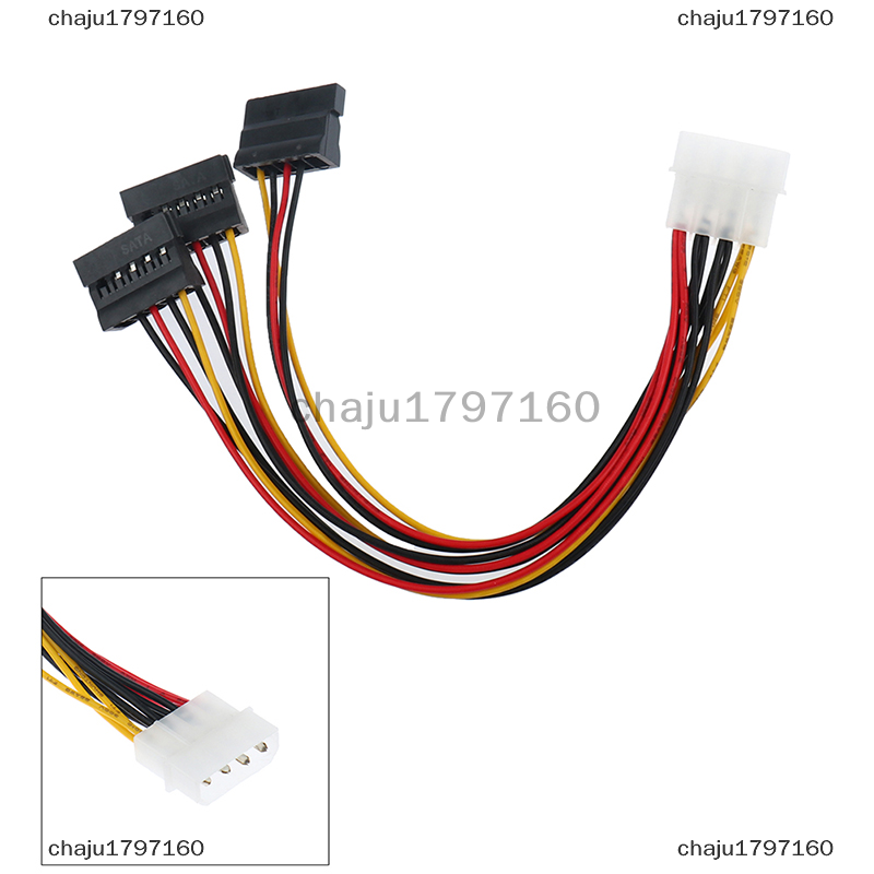 Chaju1797160 bộ chia nguồn 4pin ide molex sang 3 ata sata đầu nối cáp nối dài