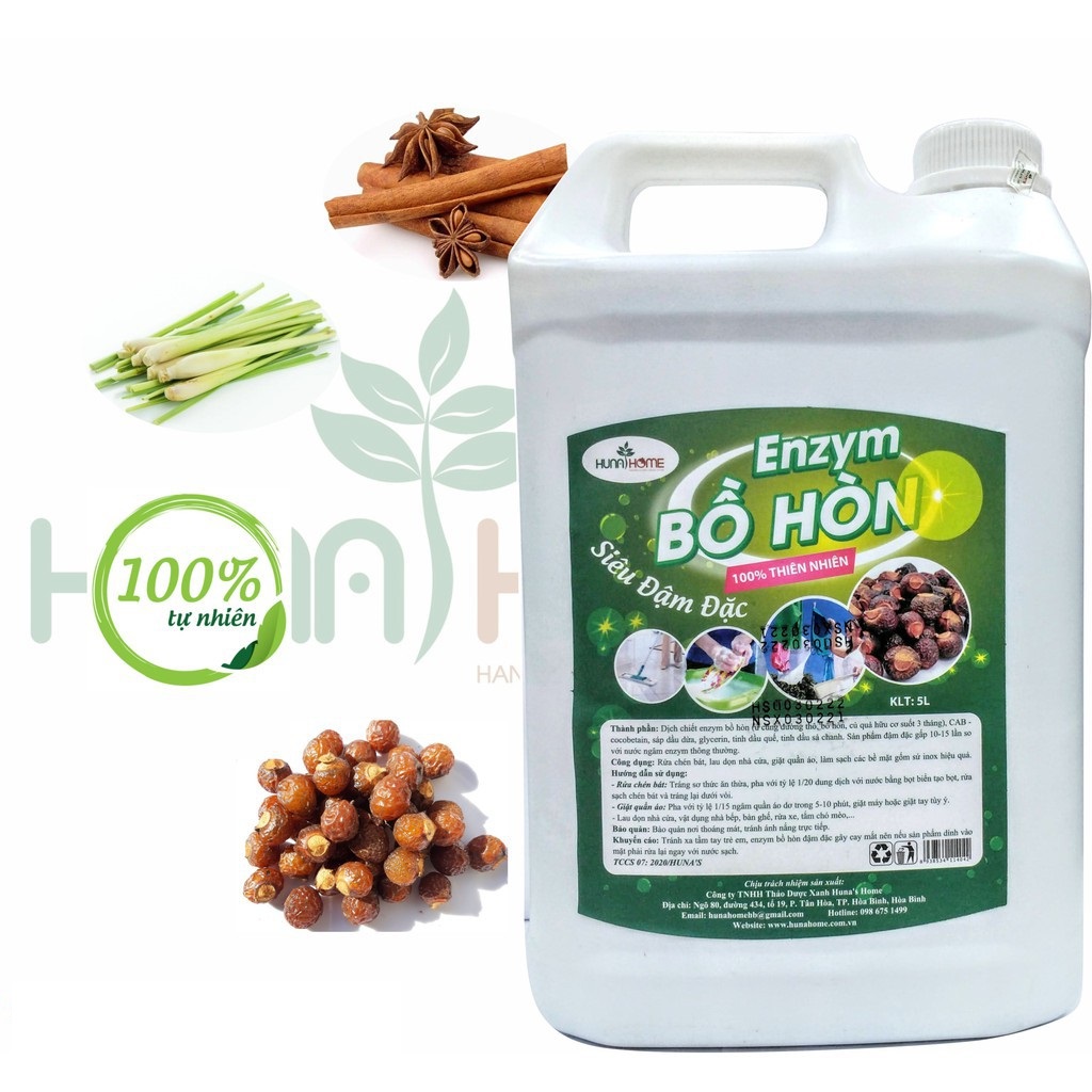 Nước rửa bát Enzyme Bồ hòn Huna'shome 500 ml