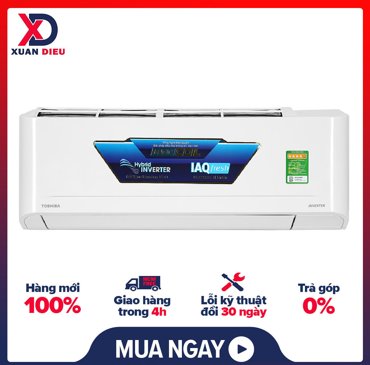 Máy lạnh Toshiba 1 HP Inverter RAS-H10C4KCVG-V Mới 2022 Chức năng hút ẩm, tự làm sạch, Tự khởi động lại khi có điện, Sản xuất tại Thái Lan – giao…