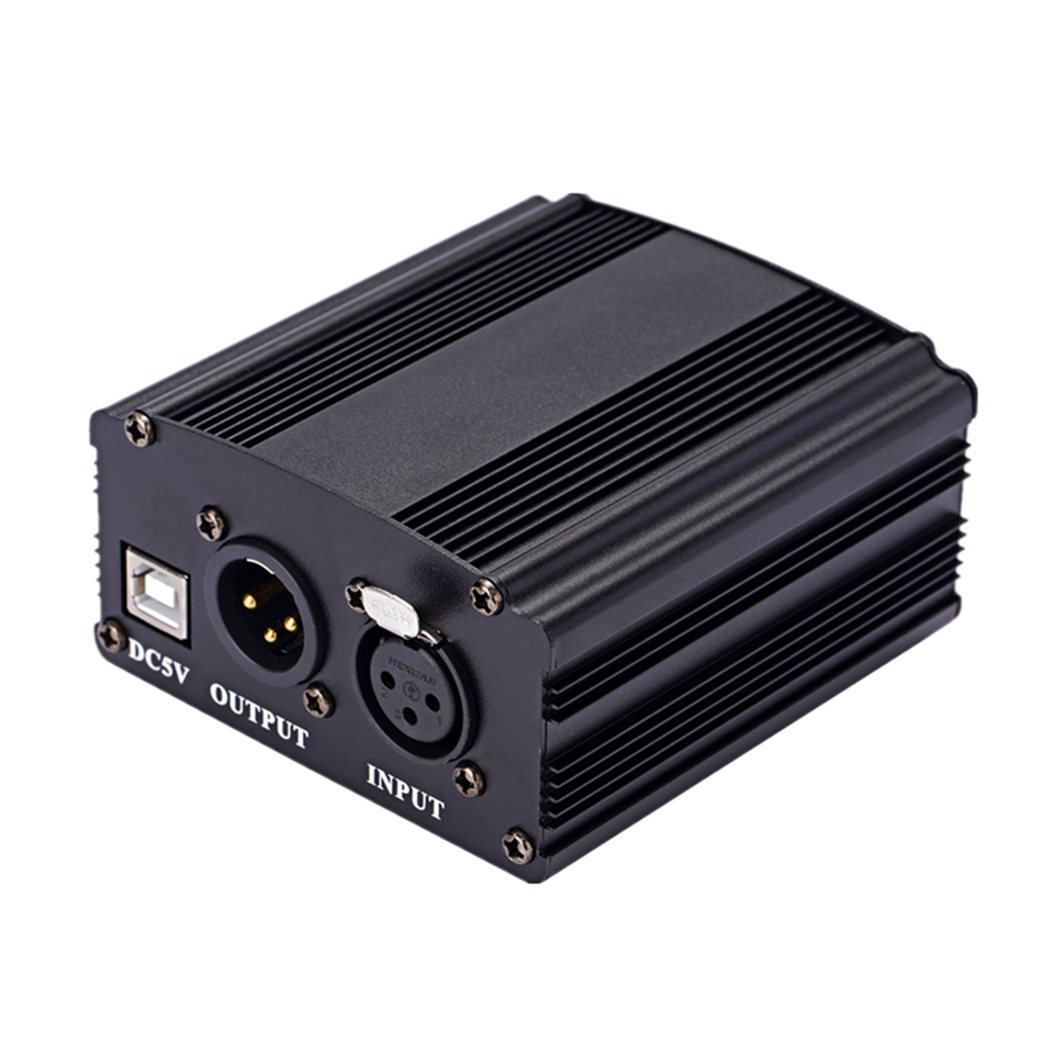 48V Phantom Power Adapter XLR Cable For Condenser Microphone Studio