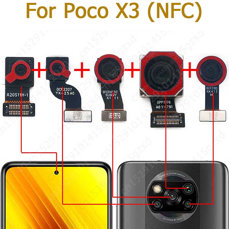 Original For Xiaomi Mi Poco X3 NFC Pro Rear Front Camera Backside Facing Frontal Selfie Back Camera Module Replacement Parts