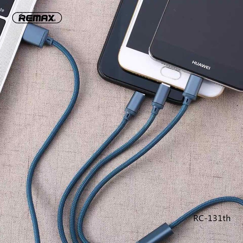 [HCM]Cáp Sạc Remax 3 Đầu RC-131TH Iphone - Micro usb - Type C  BH 3 tháng 1 đổi 1 - Hoàng Yến Computer