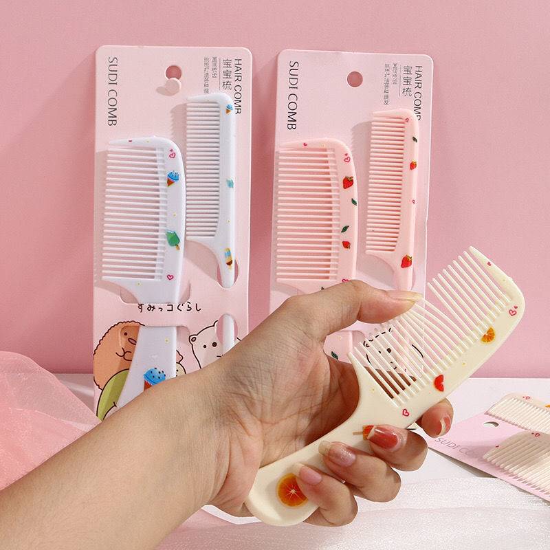 Lược chải tóc cute, đồ dùng cá nhân bỏ túi, set 2 lược