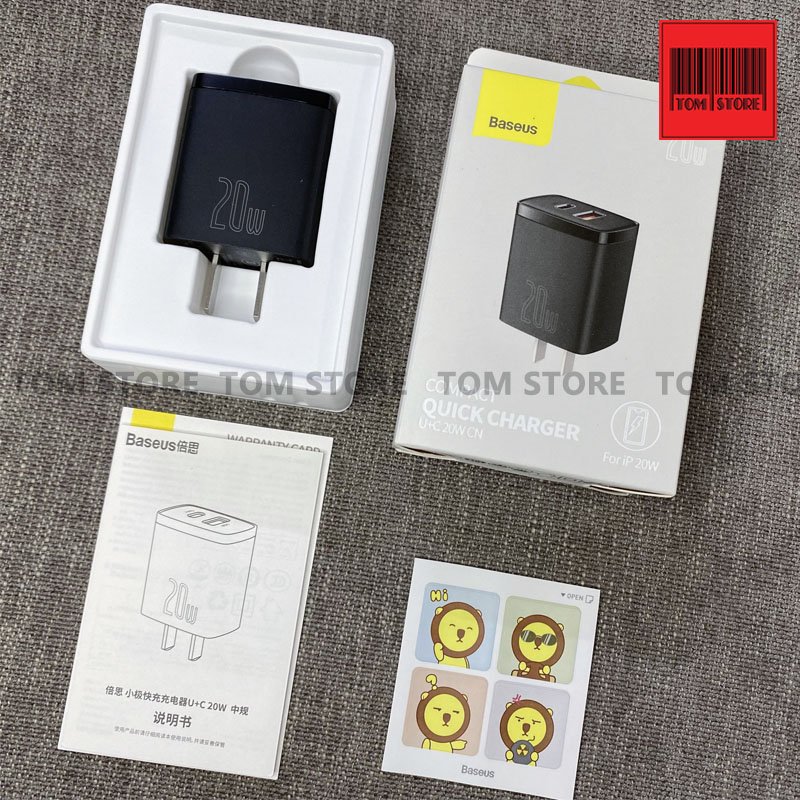 Củ sạc nhanh 20w Baseus Compact Quick Charger 2 cổng USB + USB C, 20W PD/QC 3.0 Multi Quick Charge Support, củ sạc 20w sạc nhanh cho iphone, ipad