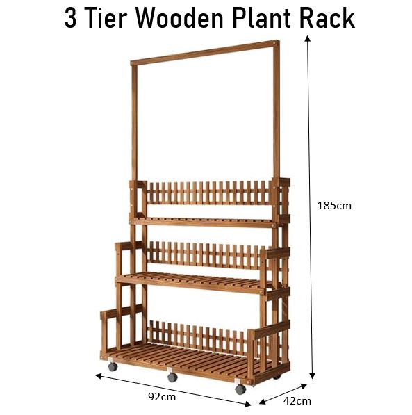 3 Plant Rack 3 Tier Wooden Plant Rack Multiple Layer Adjustable Plant Rack For ...