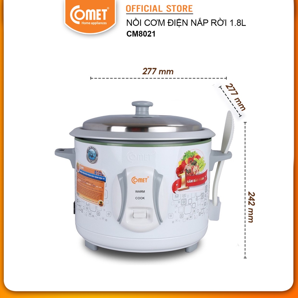Nồi cơm điện nắp rời 1,8L COMET - CM8021