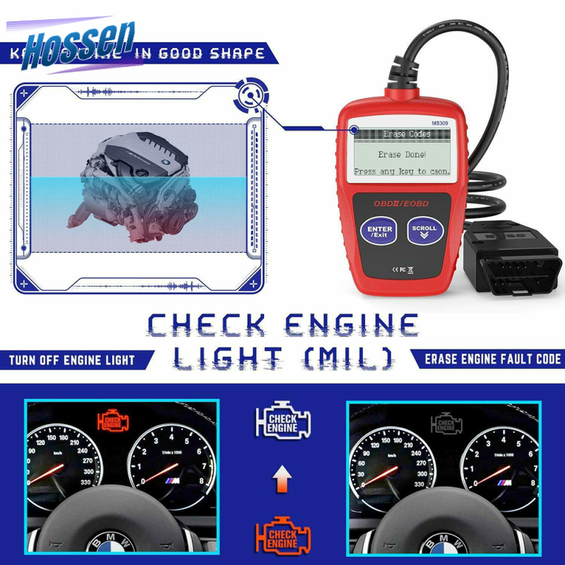 Ms309 OBD2 Scanner Car Check Engine Code Reader Fault Scanning Instrument OBDII Automatic Diagnostic Tool