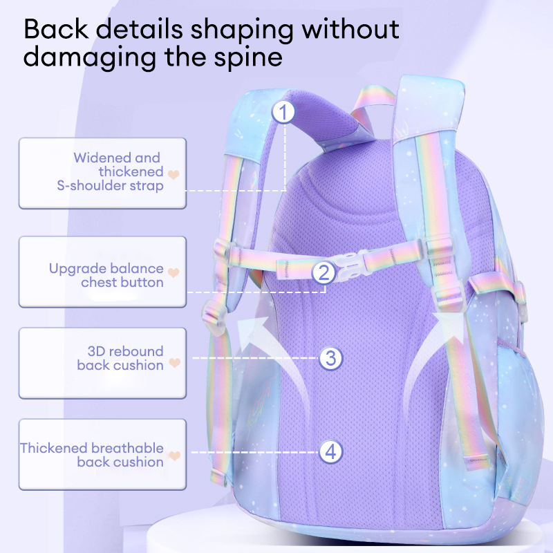 HOBIBEAR Elementary school school bag lightweight girls' backpack gradient children's backpack