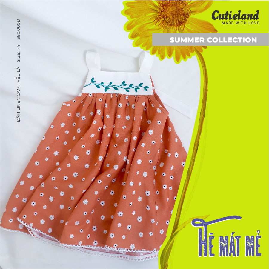 Cutieland - Bộ áo dài bé gái Nón Quai Thao