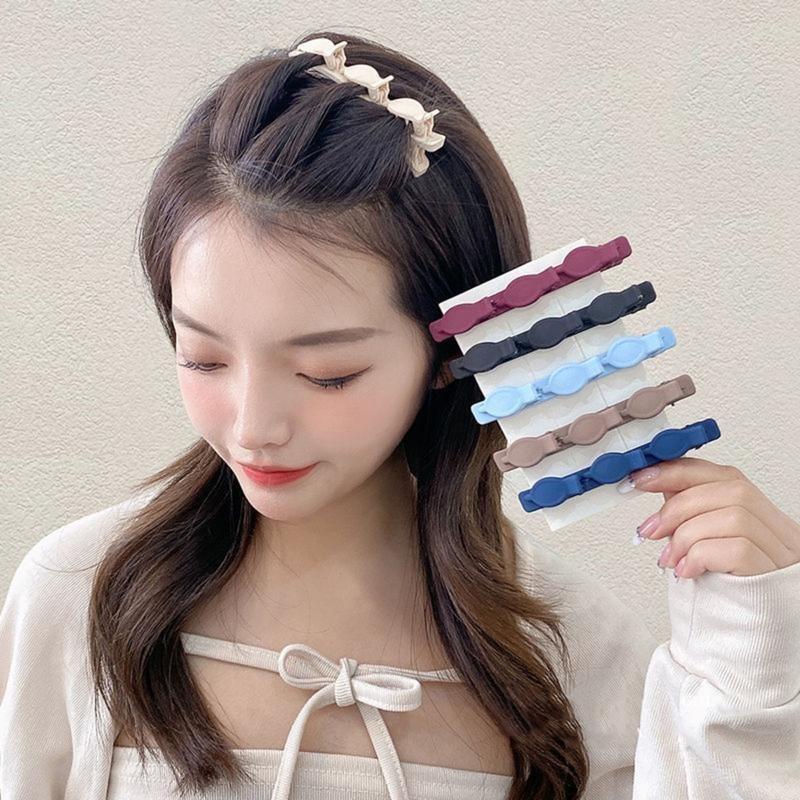 Kẹp tóc bện màu trơn, kẹp tóc bện đôi, kẹp tóc tóc mái bên
