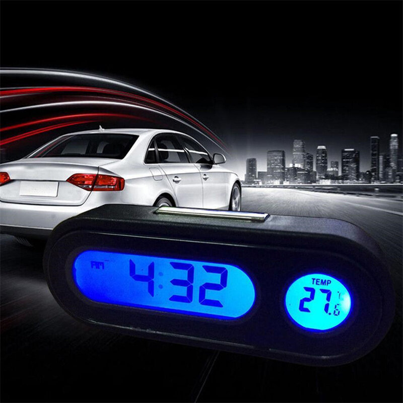 Xe Mini Đồng Hồ Điện Tử Thời Gian Đồng Hồ Tự Động Bảng Điều Khiển Đồng Hồ Sáng Nhiệt Độ Màu Đen Hiển Thị Kỹ Thuật Số Phụ Kiện Xe Hơi