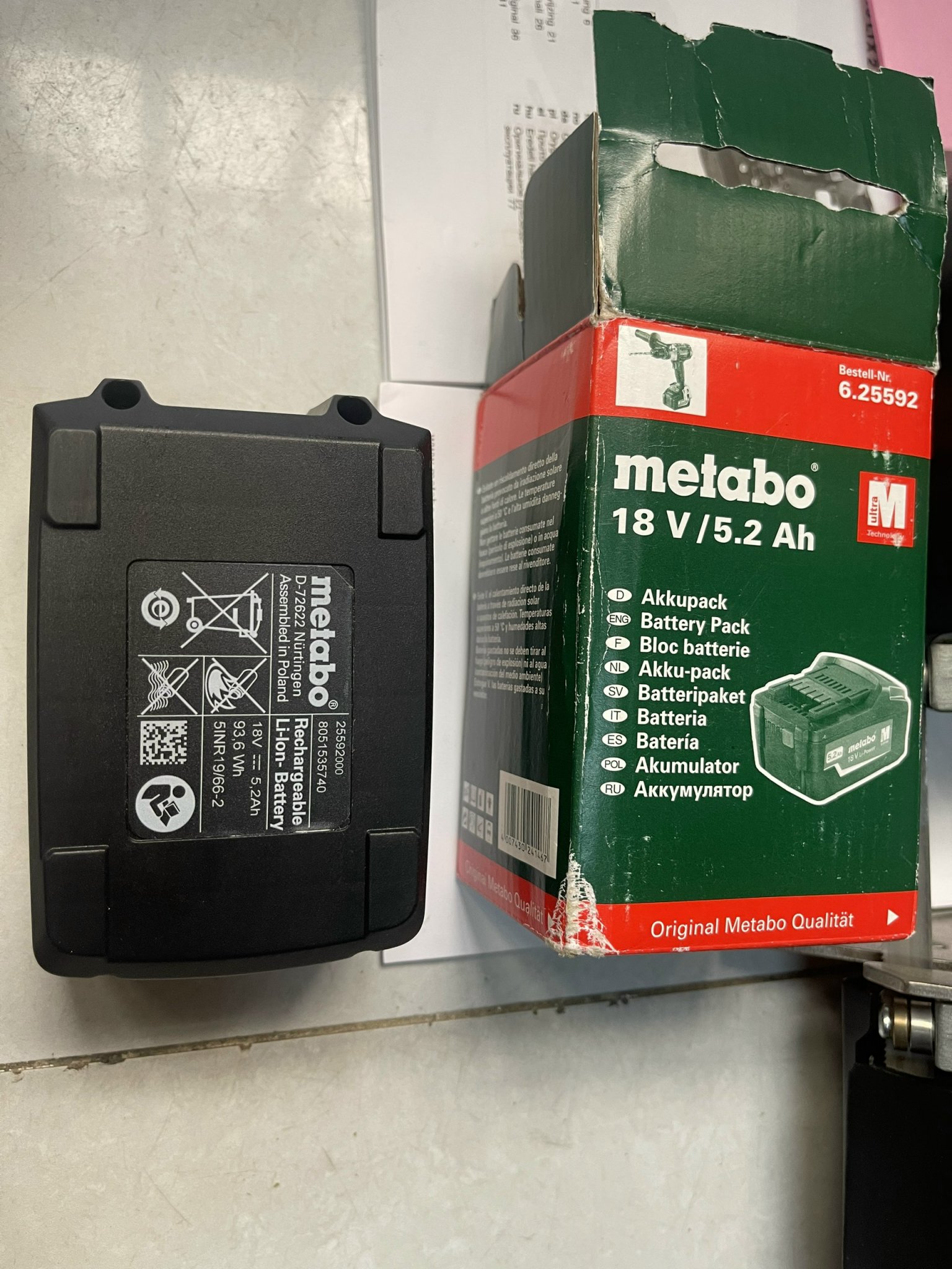 Pin Metabo 18V 5.2A