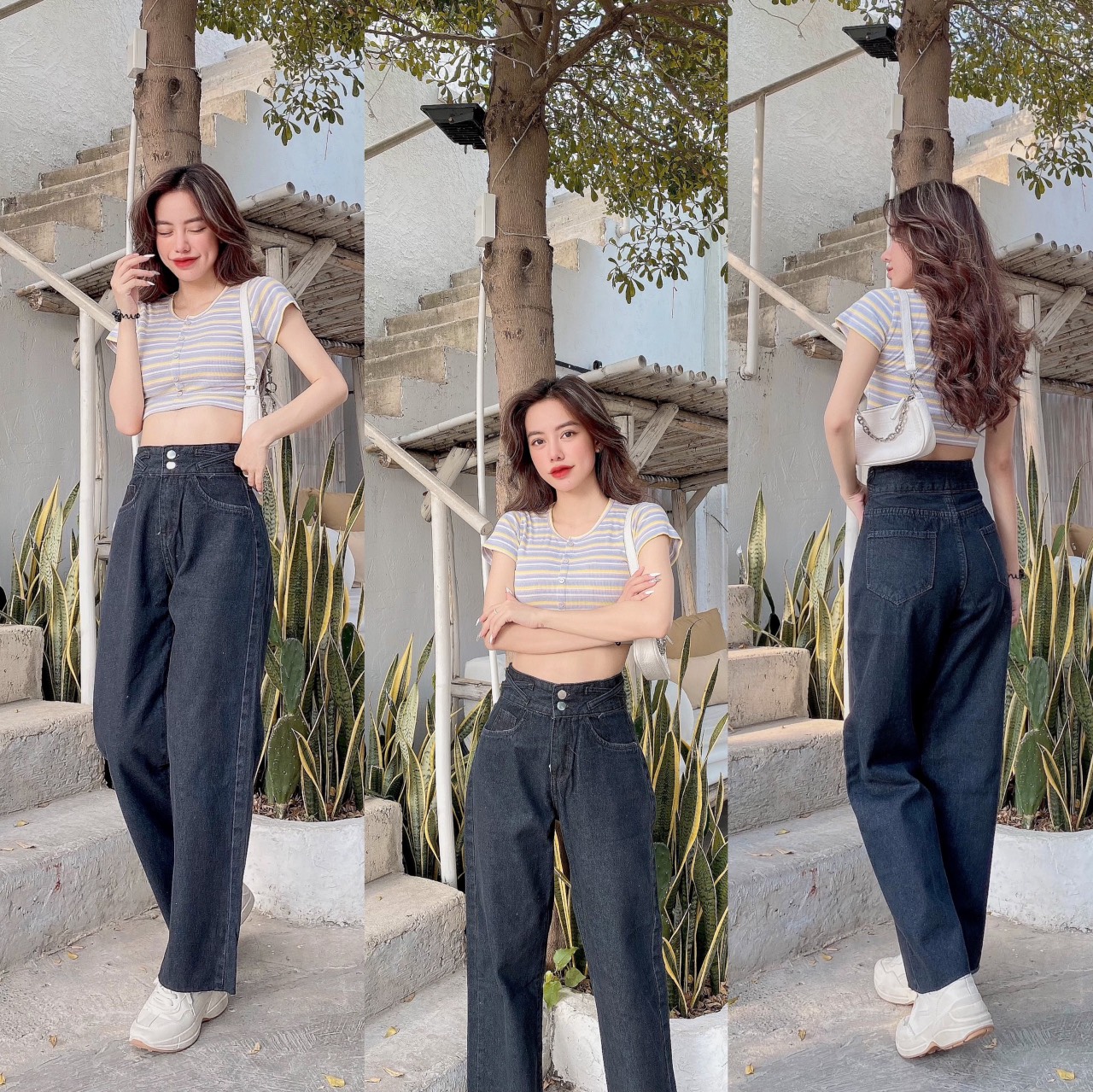 Quần Baggy Jean Nữ Màu Xanh Phong Cách Thời Trang TIENFASHION26 Ms049(Ảnh Thật Shop Tự Chụp)