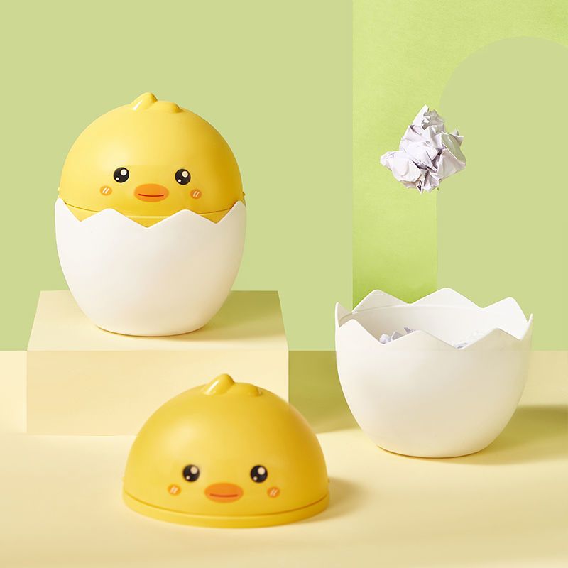 Thùng Rác Mini Để Bàn Có Nắp Đậy Hình Gà Con