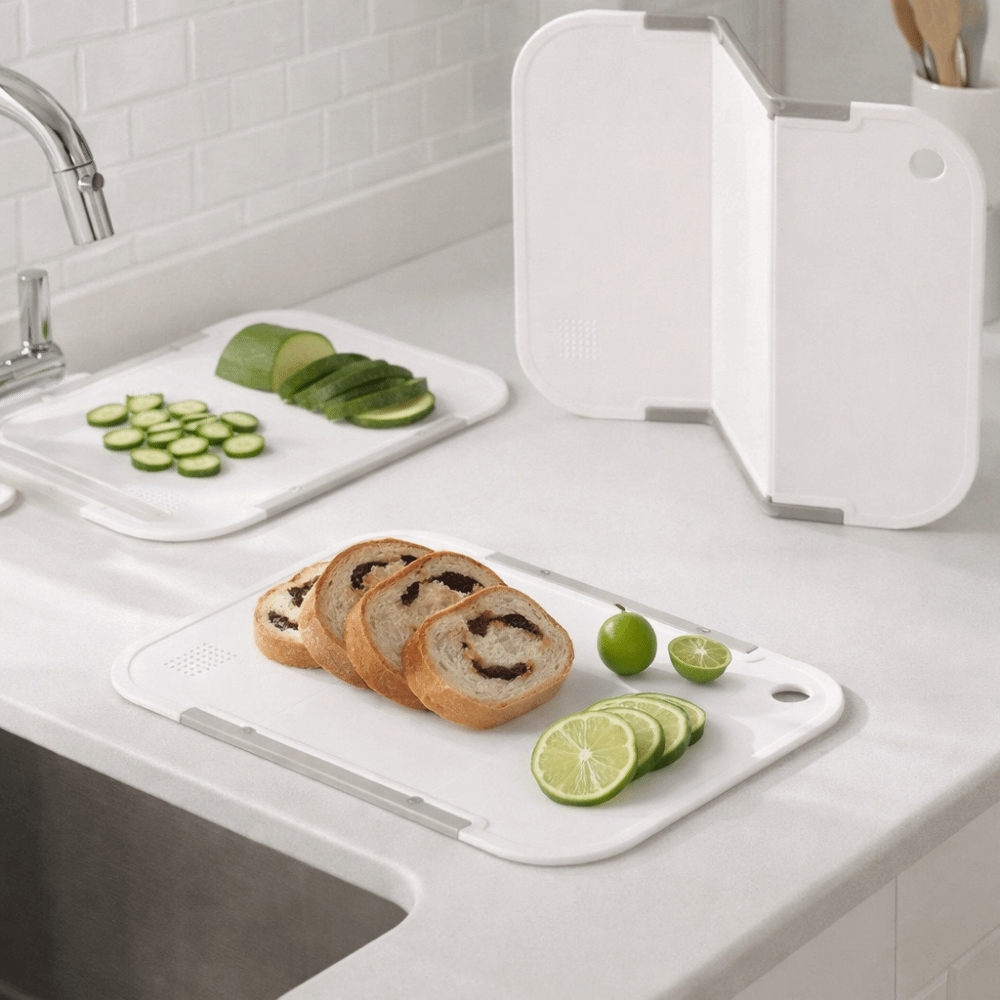 Vegetable Cutting Portable Foldable Chopping Board Double Sided Grinding Board Cutting Board Easy Storage 3 Foldable Design Fruit Cutting Board Cooking Preparation.