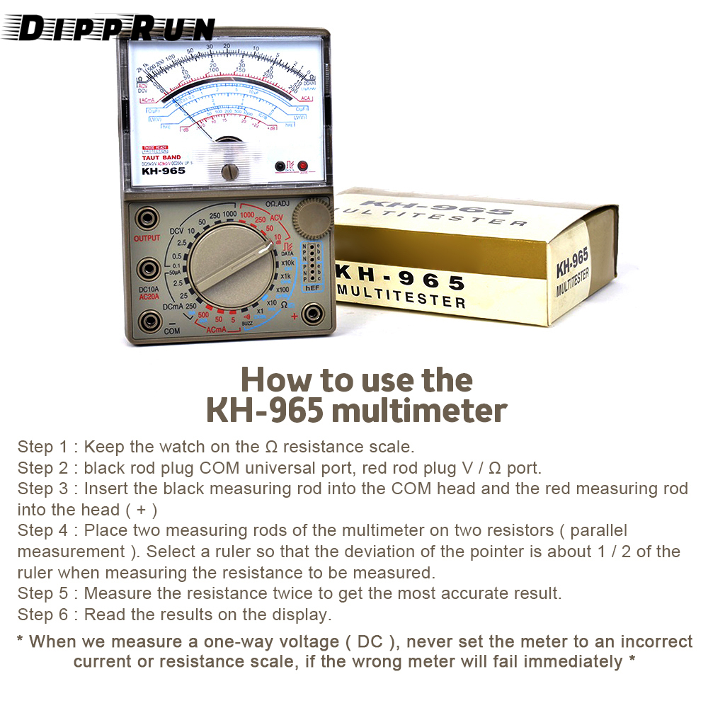 DIPPRUN KH-965 High Precise Multimeter Instrument Pointer Multimeter Used to Measure DC Power One-way Voltage and AC Voltage