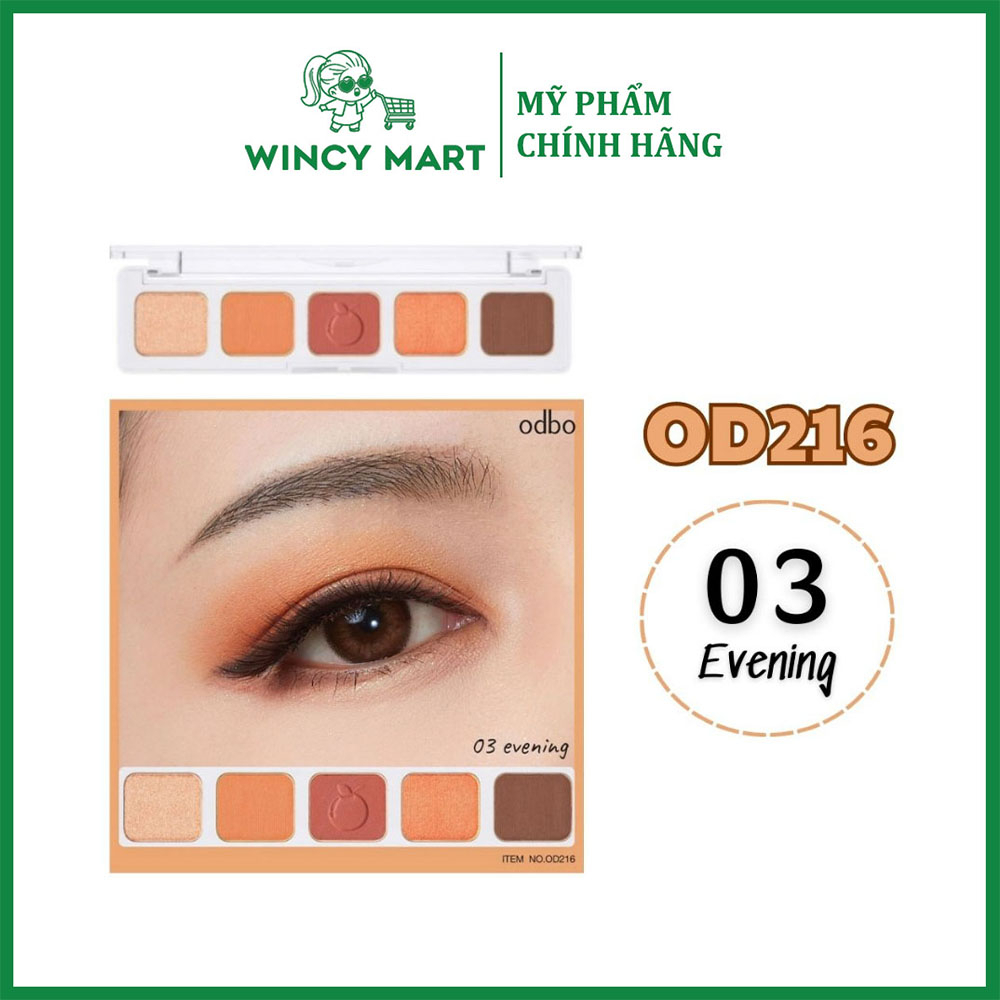 Bảng phấn mắt odbo beauty session eyeshadow od216 #03 evening 5 ô màu - wincy mart