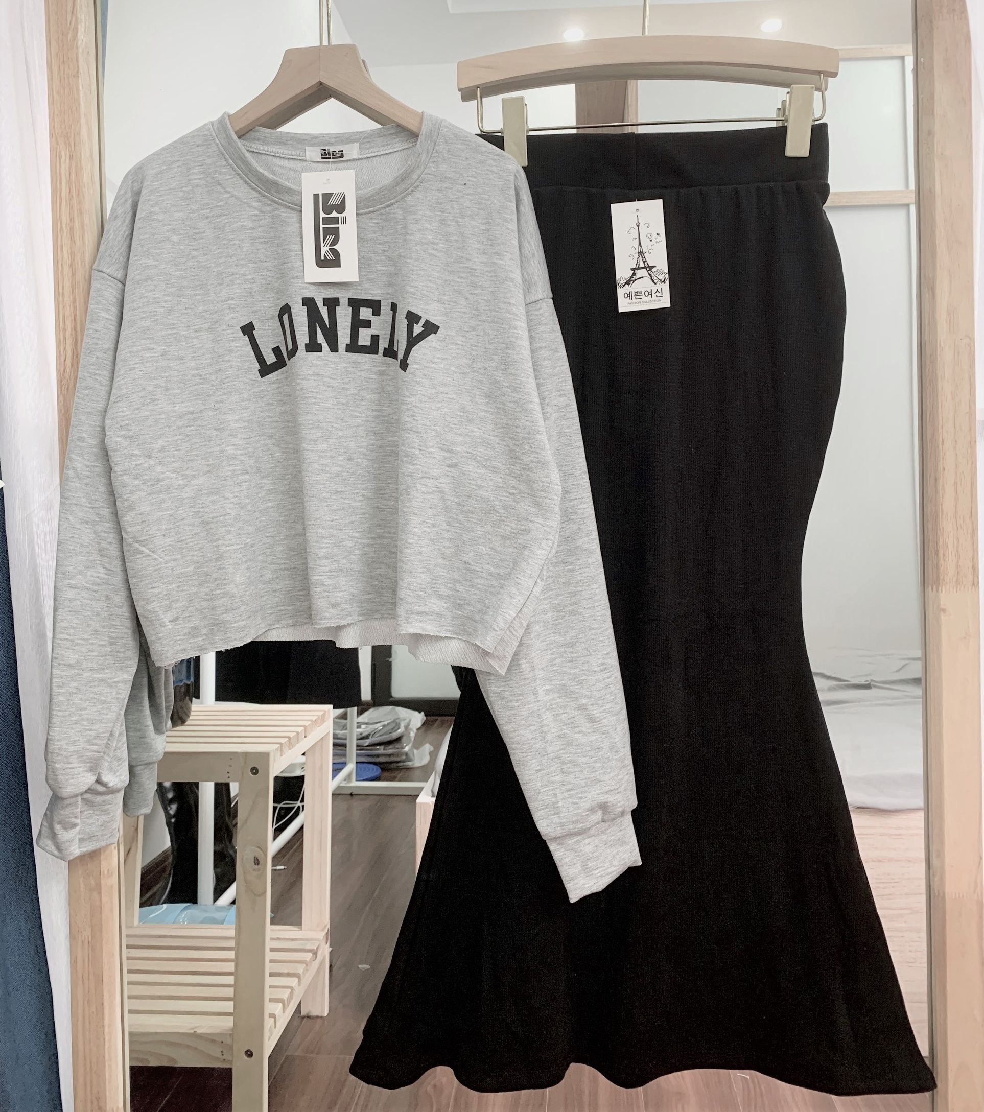 Set croptop Lonely - chân váy đuôi cá len tăm cao cấp (freeship)